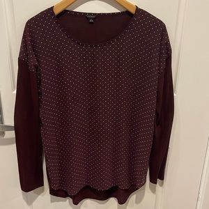 Ann Taylor, XL purple polkadot blouse. Excellent condition.